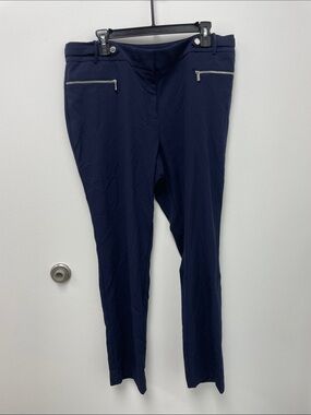 Calvin Klein Navy Skinny Ponte Pants with Silver Zips
